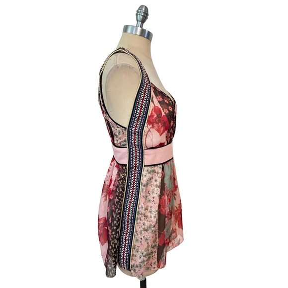 JW Style Floral Mixed Print Sleeveless Empire Waist Boho Top XS - Picture 2 of 6